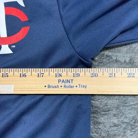 MLB Minnesota Twins Baseball Jersey Youth XXL 18 Navy Blue Button Front Logo - Picture 3 of 8